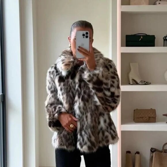 Zara Faux Fur Leopard Jacket ZW Collection - Picture 6 of 11